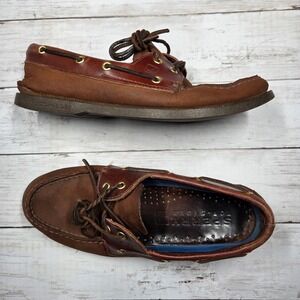 Sperry Top-Sider Authentic Original Boat Shoe Men 9M Brown Leather 0195412 2Tone